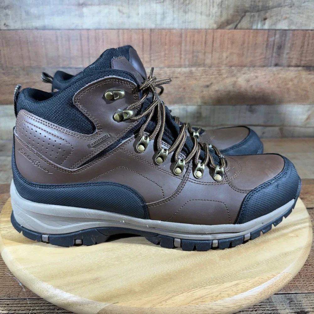 Eddie Bauer Hiking Boots Mens 13 Brown Waterproof Brad Leather Trail Shoes 73605